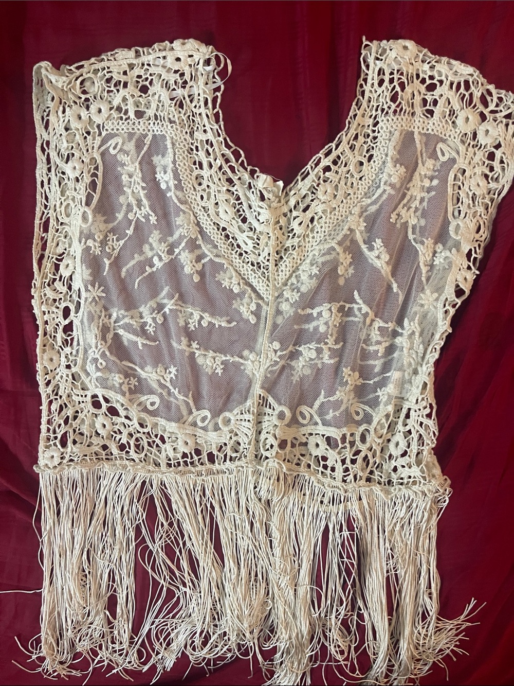 iris Ivory Crochet Lace Fringe Camisole